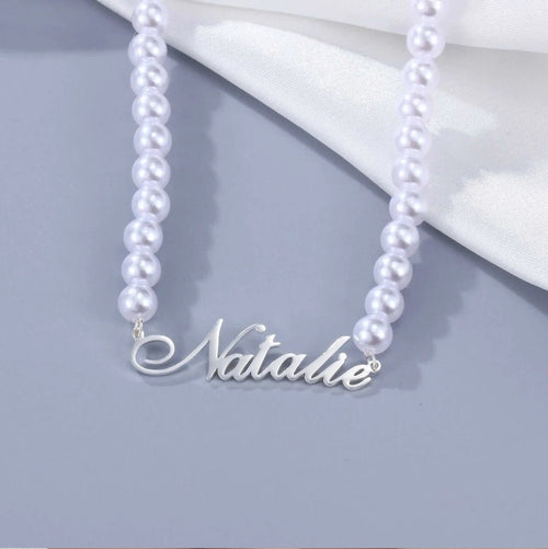 Collar de Perlas Checas con Nombre - nativosjewelry