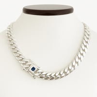 Thumbnail for Collar eslabones cubanos 11 mm Zircón Zafiro Plata 999 - nativosjewelry