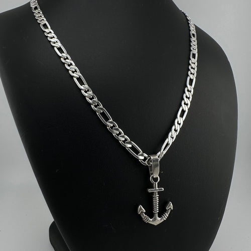Collar Figaro con dije de Ancla - nativosjewelry