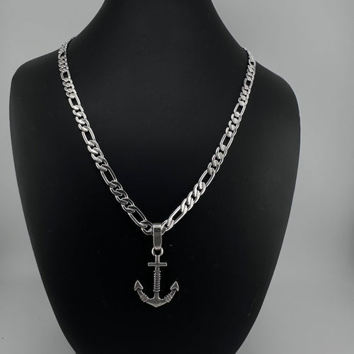 Collar Figaro con dije de Ancla - nativosjewelry