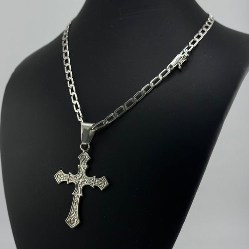 Collar Hexagonal con dije de cruz Labrada - nativosjewelry