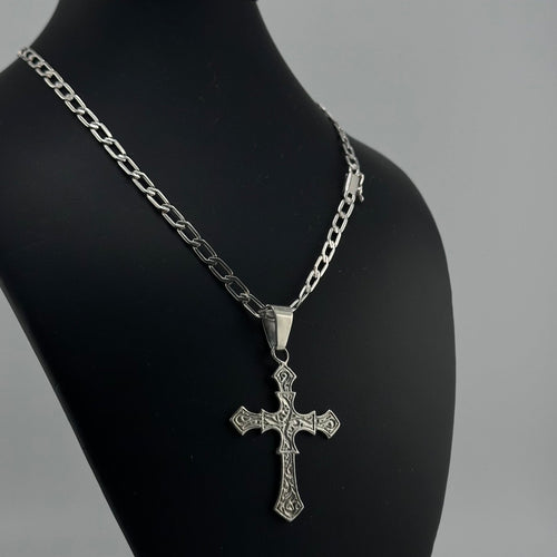Collar Hexagonal con dije de cruz Labrada - nativosjewelry
