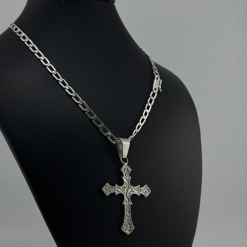 Collar Hexagonal con dije de cruz Labrada - nativosjewelry