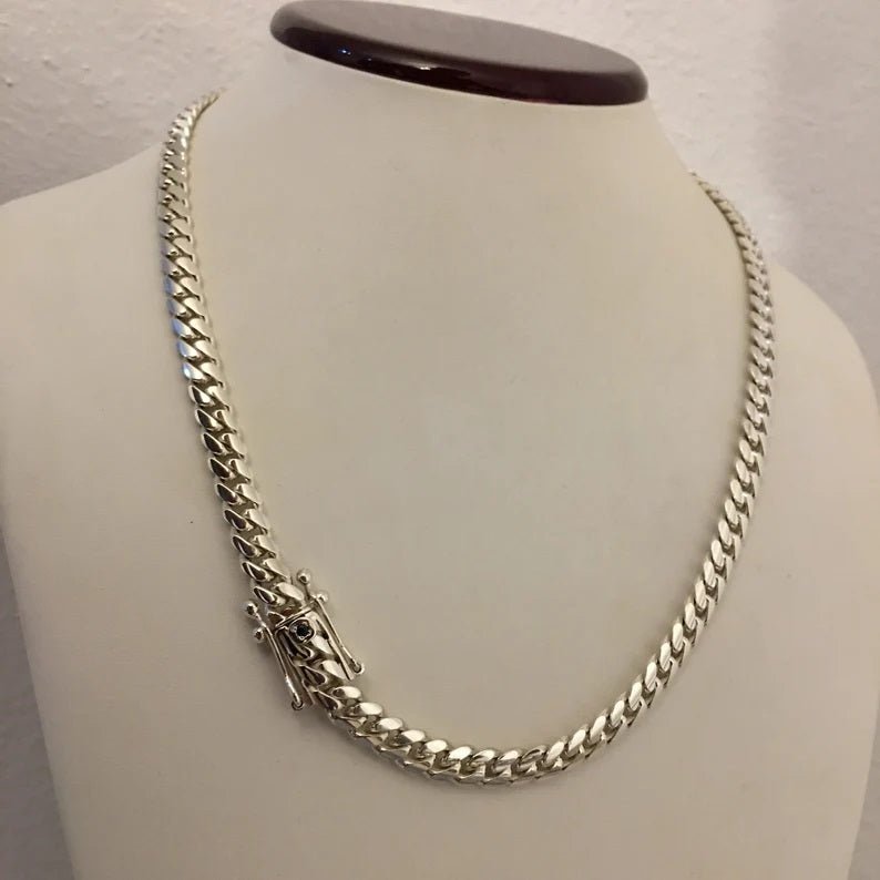 Collar Miami Cuban de Plata ley 999 7mm de grosor - nativosjewelry