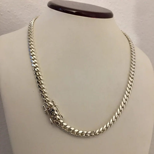 Collar Miami Cuban de Plata ley 999 7mm de grosor - nativosjewelry