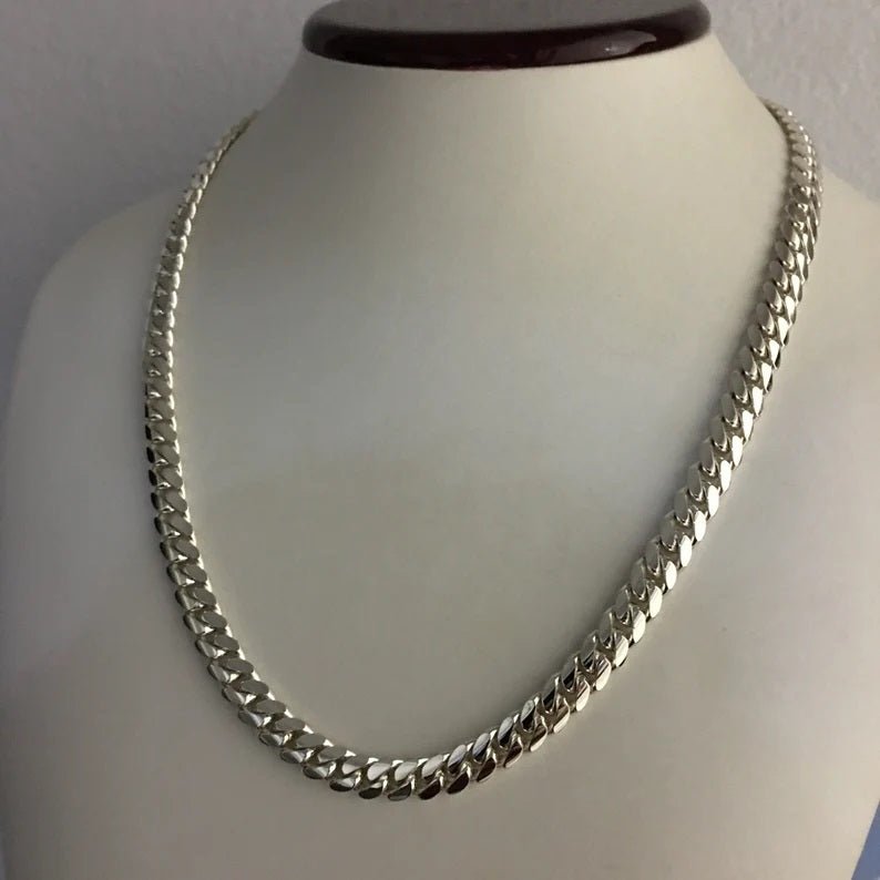 Collar Miami Cuban de Plata ley 999 7mm de grosor - nativosjewelry
