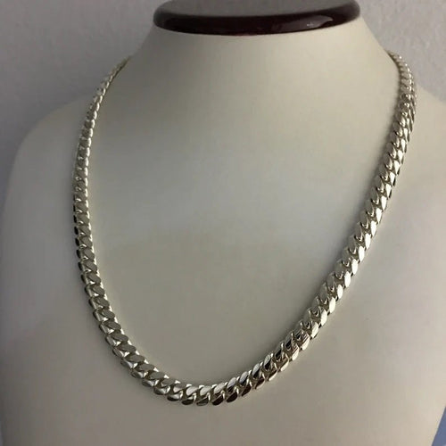 Collar Miami Cuban de Plata ley 999 7mm de grosor - nativosjewelry