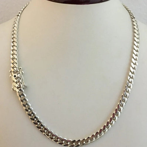 Collar Miami Cuban de Plata ley 999 7mm de grosor - nativosjewelry