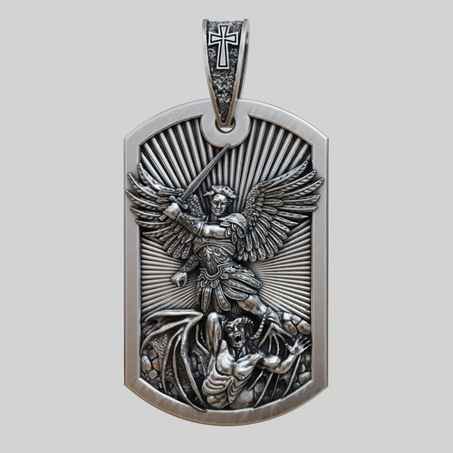 Collar Miguel Arcangel de Plata ley 950 - nativosjewelry