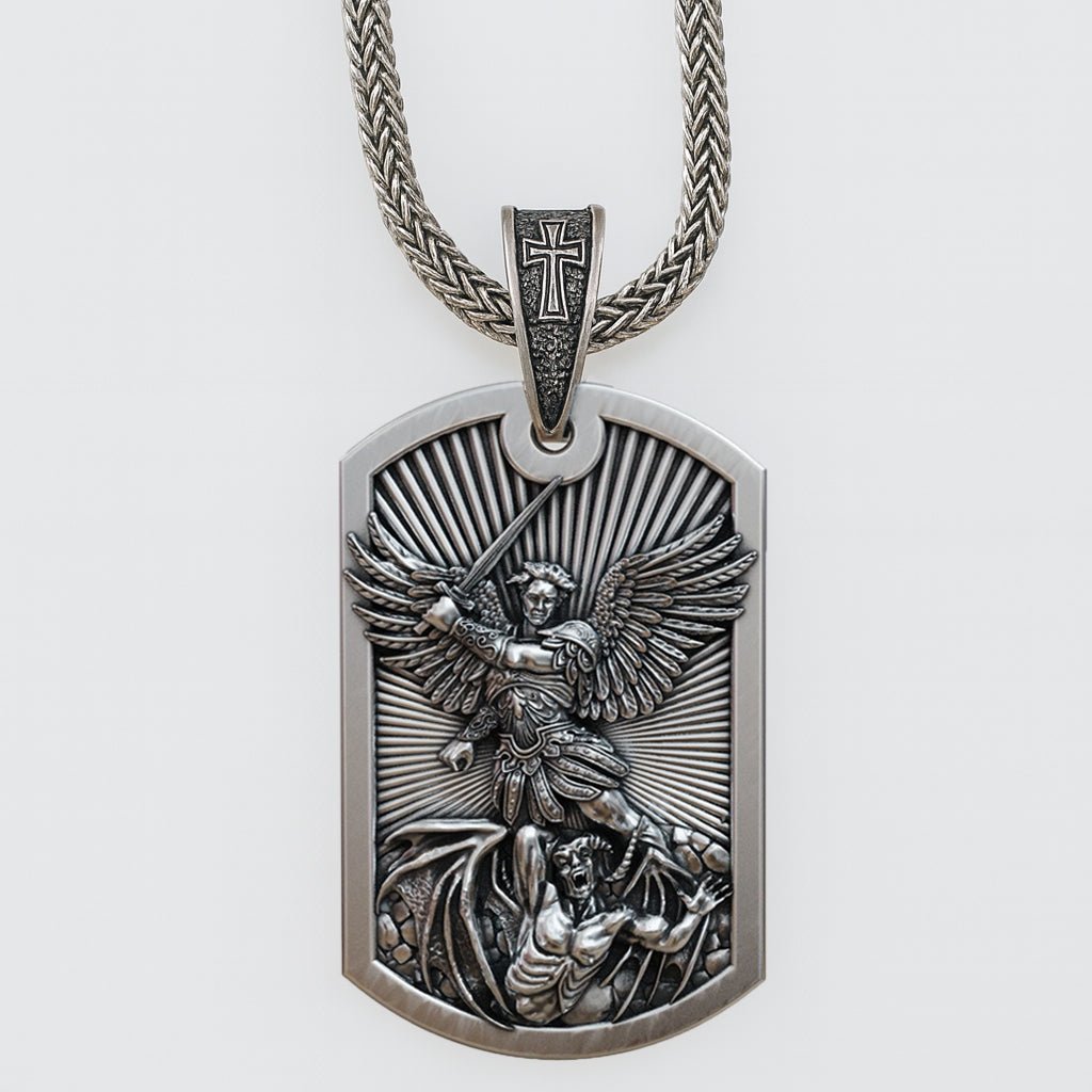 Collar Miguel Arcangel de Plata ley 950 - nativosjewelry