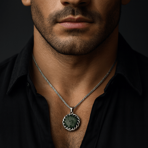 Kambaba Vision — Jasper Pendant Necklace Silver 950 (2mm) - nativosjewelry