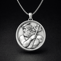 Thumbnail for Medallón Poseidón en Plata 950– Dije para Hombre - nativosjewelry