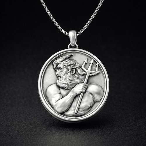 Medallón Poseidón en Plata 950– Dije para Hombre - nativosjewelry