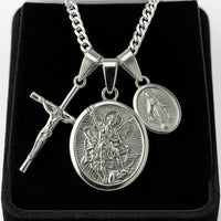 Thumbnail for Microlomo con Cruz, San Miguel y Virgen María - nativosjewelry