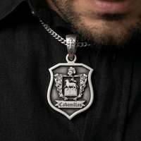 Thumbnail for Escudo Herencia 5cm — Family Crest Pendant Silver 950 (Burnished Finish) - nativosjewelry