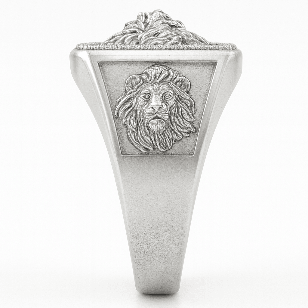 Anillo León 3 Caras de Plata 950 para Hombre - nativosjewelry