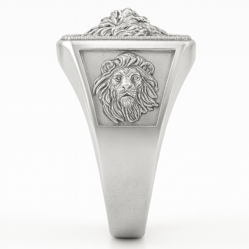 Anillo León 3 Caras de Plata 950 para Hombre - nativosjewelry