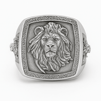 Thumbnail for Anillo León 3 Caras de Plata 950 para Hombre - nativosjewelry