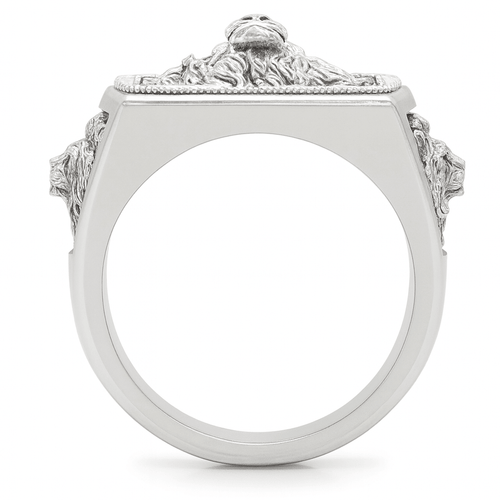 Anillo León 3 Caras de Plata 950 para Hombre - nativosjewelry