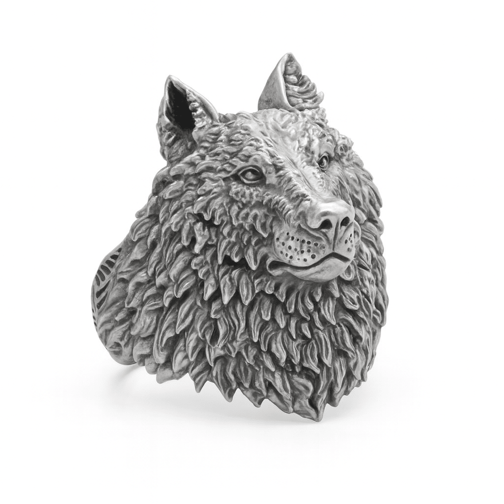 Lobo Predator — Anillo Plata 950 - nativosjewelry