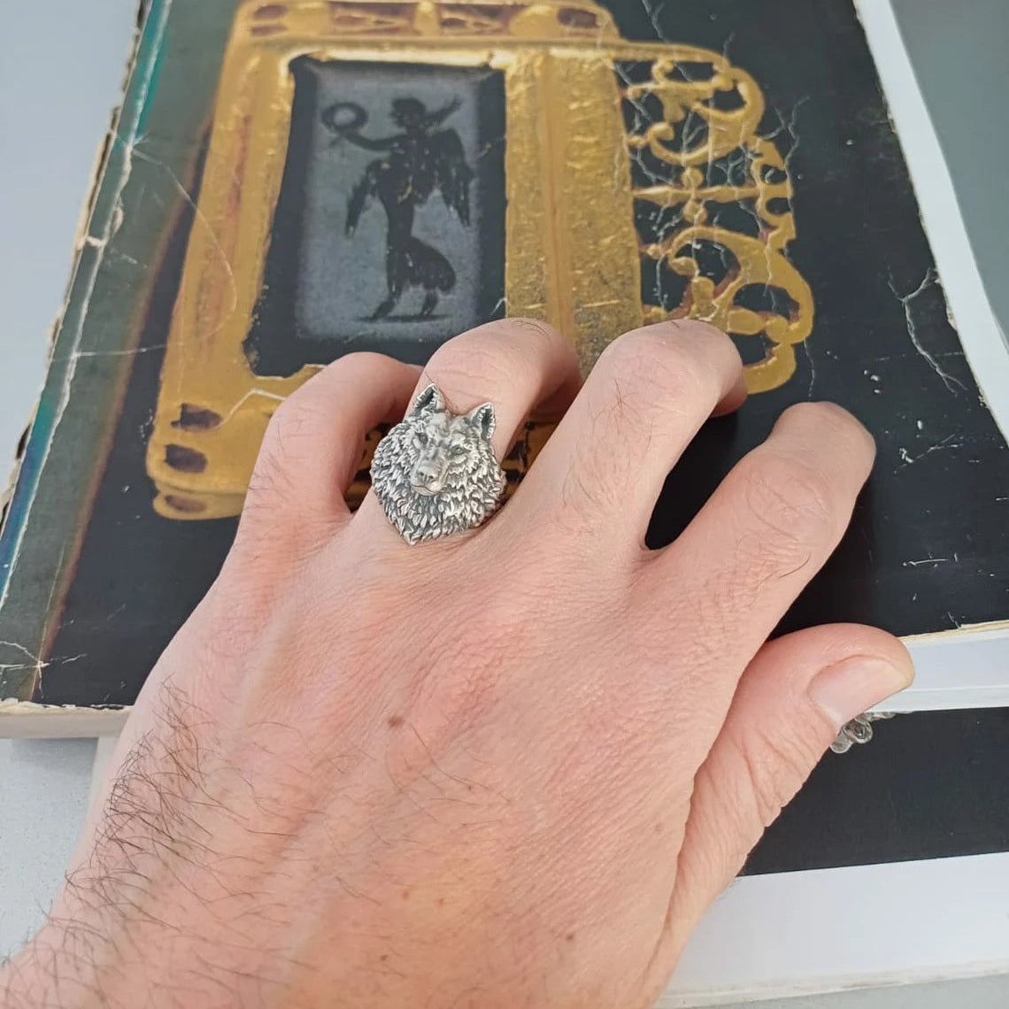 Lobo Predator — Anillo Plata 950 - nativosjewelry