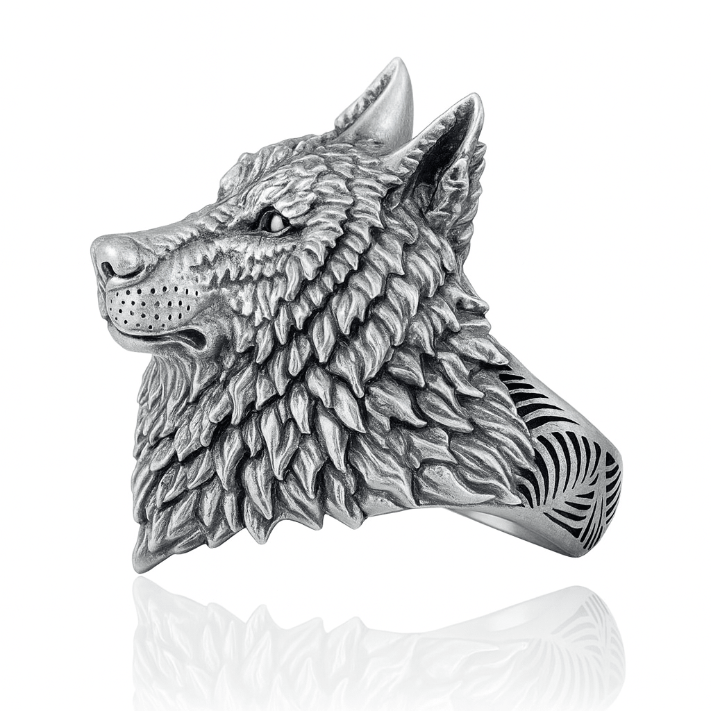 Lobo Predator — Anillo Plata 950 - nativosjewelry