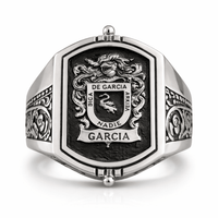 Thumbnail for Anillo Escudo Herencia Doble — Family Crest Ring Silver 950 (Hinged Design) - nativosjewelry