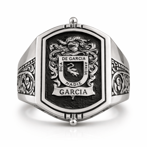 Anillo Escudo Herencia Doble — Family Crest Ring Silver 950 (Hinged Design) - nativosjewelry
