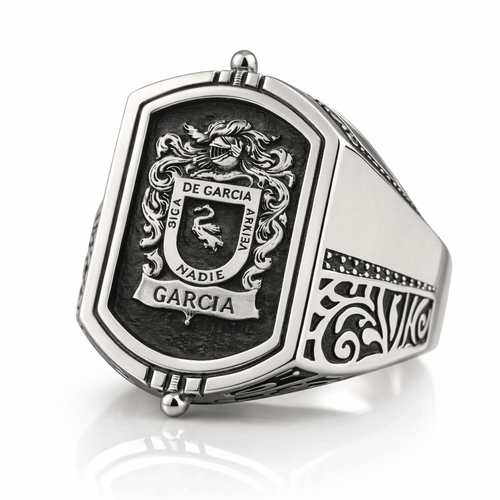 Anillo Escudo Herencia Doble — Family Crest Ring Silver 950 (Hinged Design) - nativosjewelry