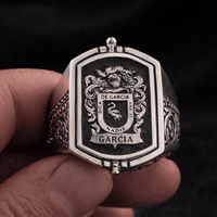 Thumbnail for Anillo Escudo Herencia Doble — Family Crest Ring Silver 950 (Hinged Design) - nativosjewelry