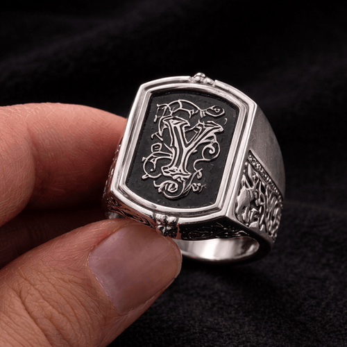 Anillo Escudo Herencia Doble — Family Crest Ring Silver 950 (Hinged Design) - nativosjewelry