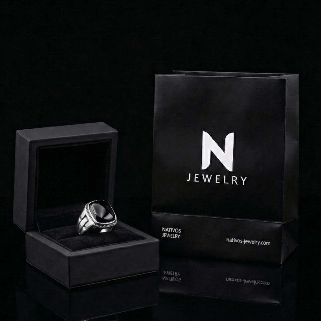 Anillo Ónix — Plata 950 - nativosjewelry