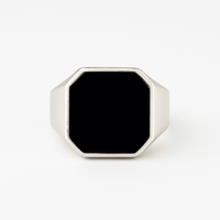 Thumbnail for Anillo Sello Octagonal de Plata 950 con Piedra Ónix Negra – Estilo Minimalista Masculino - nativosjewelry