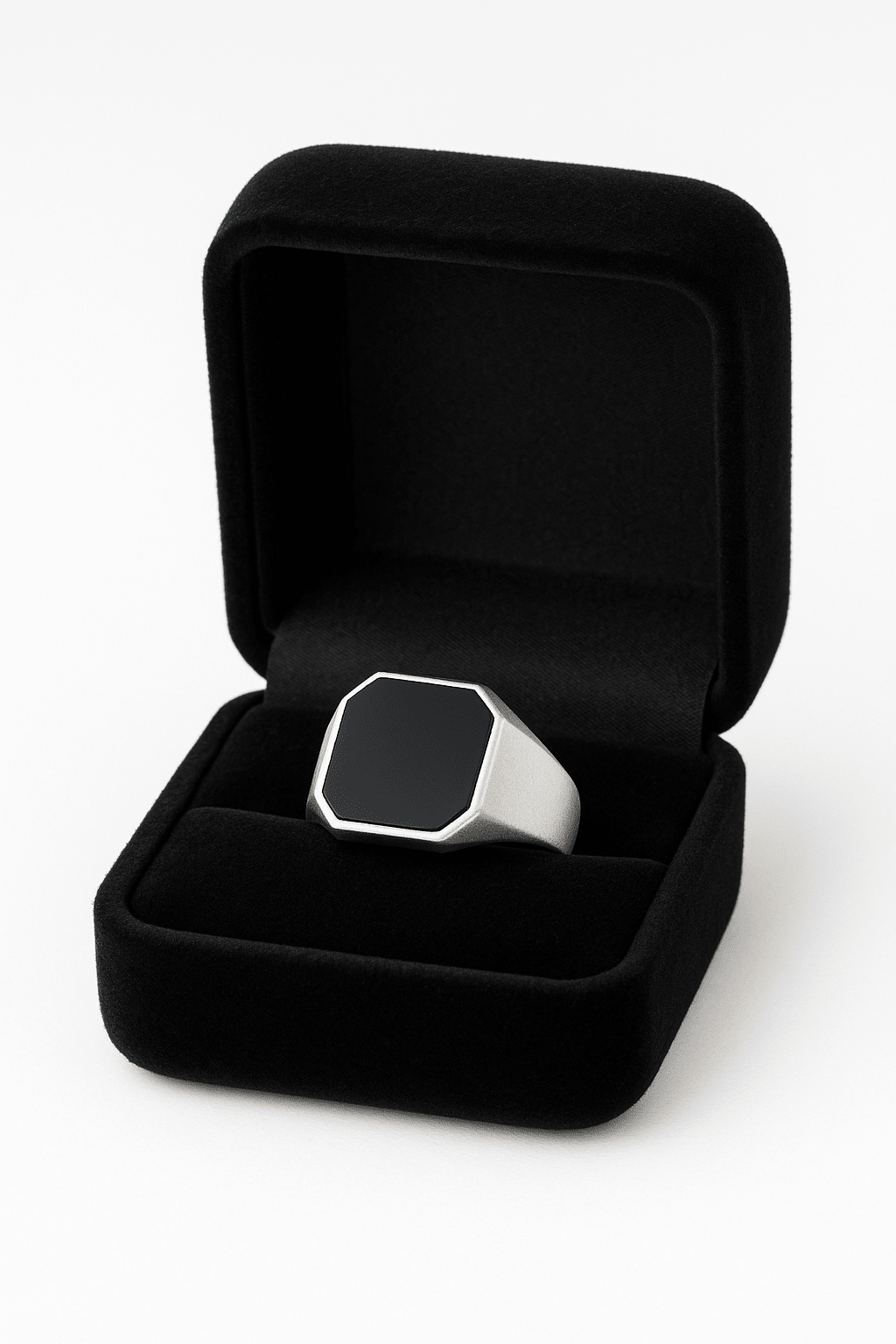 Anillo Sello Octagonal de Plata 950 con Piedra Ónix Negra – Estilo Minimalista Masculino - nativosjewelry