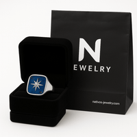 Thumbnail for Azure Signet 8 - Point Star — Azurite Ring Silver 950 - nativosjewelry