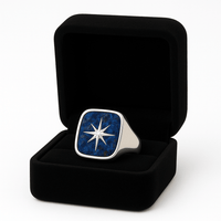Thumbnail for Azure Signet 8 - Point Star — Azurite Ring Silver 950 - nativosjewelry