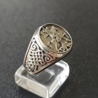 Thumbnail for Caballero San Jorge — Anillo Plata 950 - nativosjewelry
