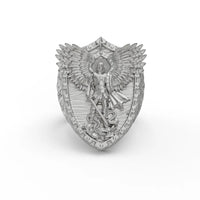 Thumbnail for Anillo Arcángel Miguel de Plata 950 – Fe que se Porta - nativosjewelry