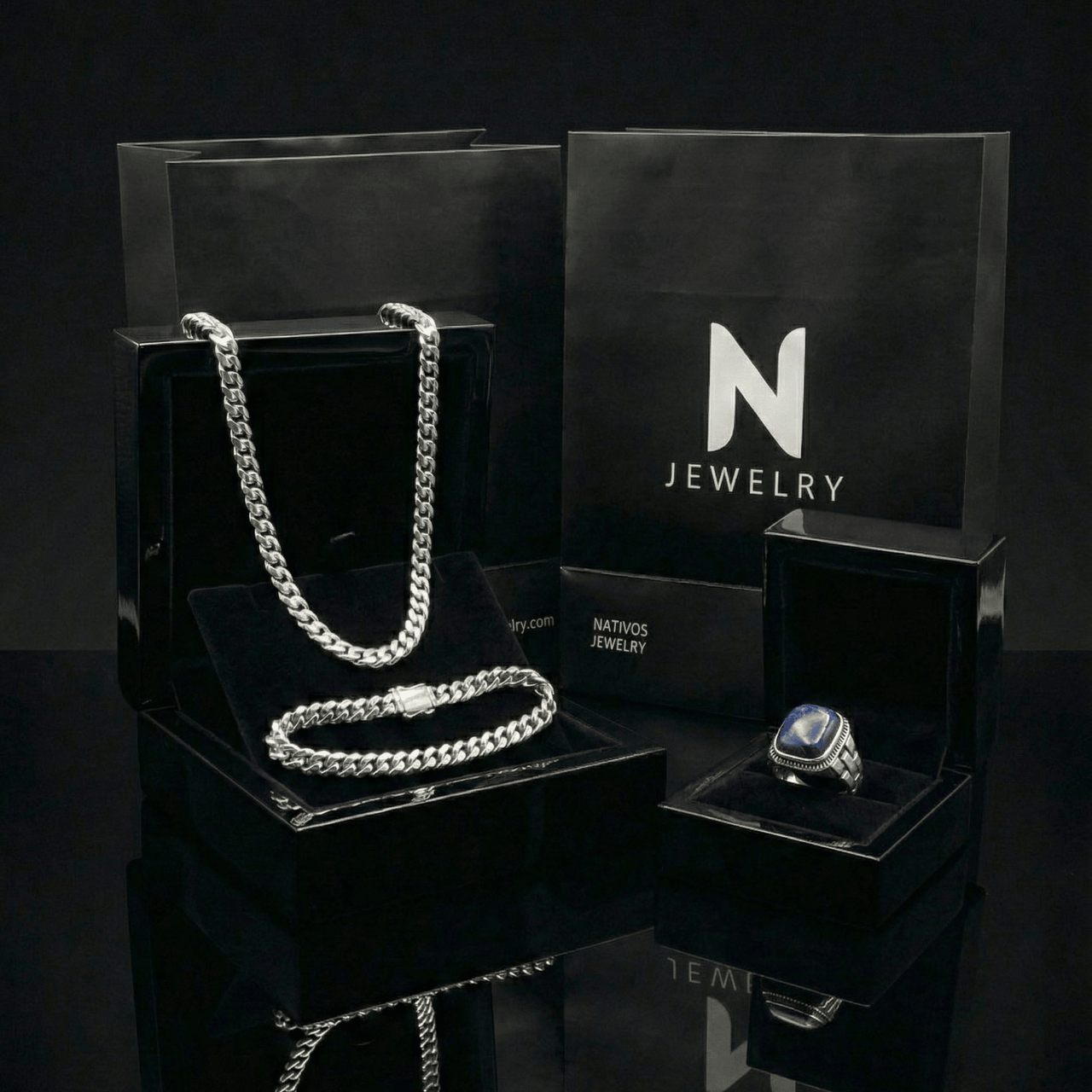 SET COMPLETO - Lomo de Corvina + Anillo Lapislázuli — Plata 950 - nativosjewelry