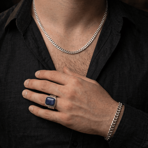SET COMPLETO - Lomo de Corvina + Anillo Lapislázuli — Plata 950 - nativosjewelry