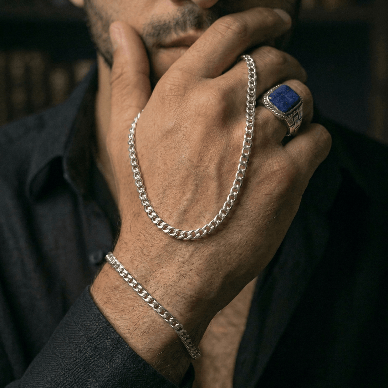 SET COMPLETO - Lomo de Corvina + Anillo Lapislázuli — Plata 950 - nativosjewelry