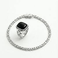 Thumbnail for Set Mónaco 3 mm + Anillo Ónix — Plata 950 - nativosjewelry