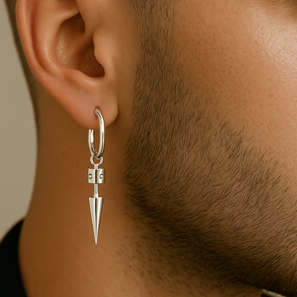 Arete de Plata 950 con Dije Púa – Estilo Masculino Moderno - nativosjewelry