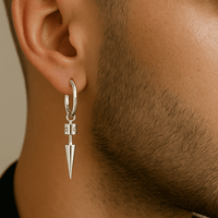 Thumbnail for Arete de Plata 950 con Dije Púa – Estilo Masculino Moderno - nativosjewelry
