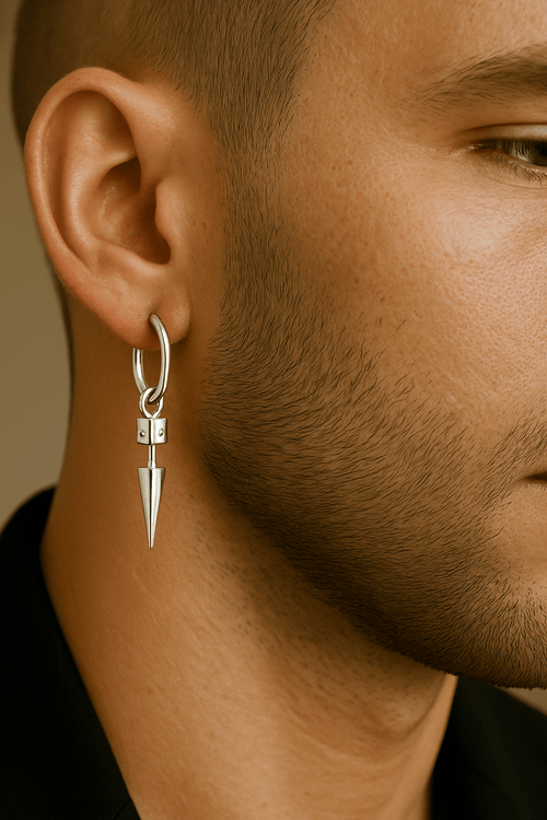 Arete de Plata 950 con Dije Púa – Estilo Masculino Moderno - nativosjewelry