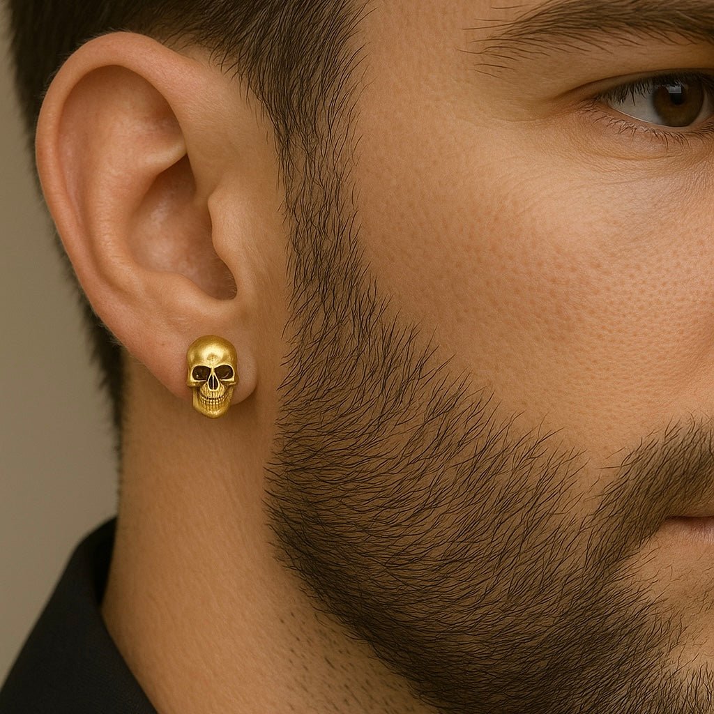 Arete Skull en Oro 18k – Detalle Anatómico de Calavera - nativosjewelry
