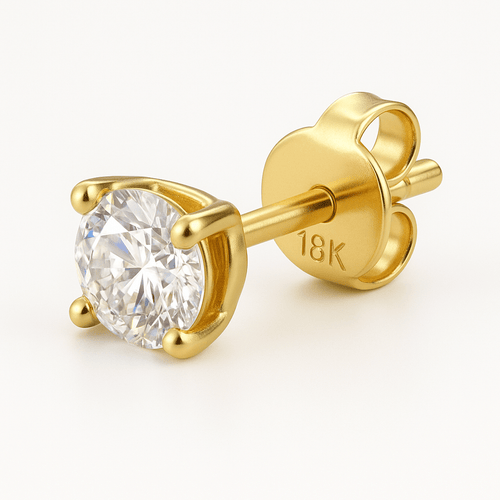 Arete Solitario en Oro 18K con Circón Premium - nativosjewelry