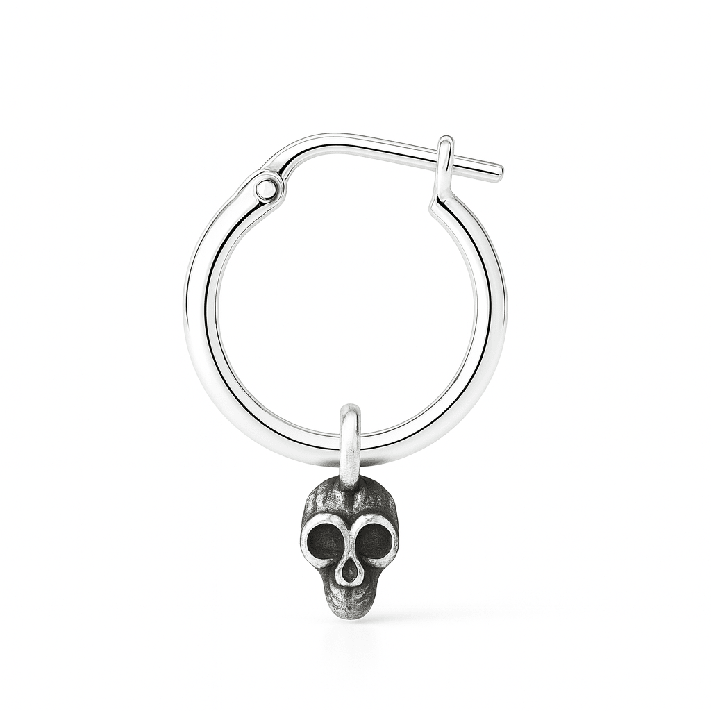 Aro Skull en Plata 950 – Hoop con dije calavera - nativosjewelry