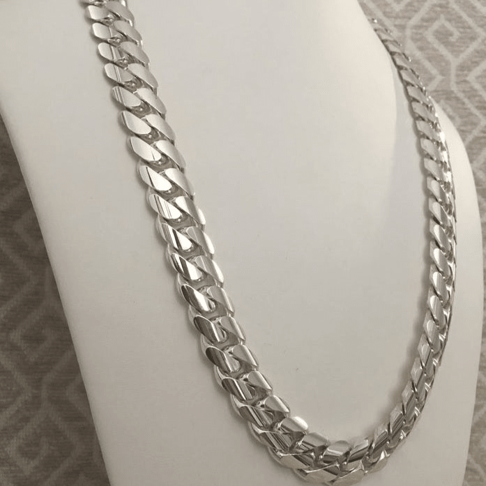 Cadena Cubana de Plata ley 950 13mm 65cm - nativosjewelry