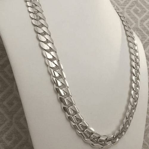 Cadena Cubana de Plata ley 950 13mm 65cm - nativosjewelry